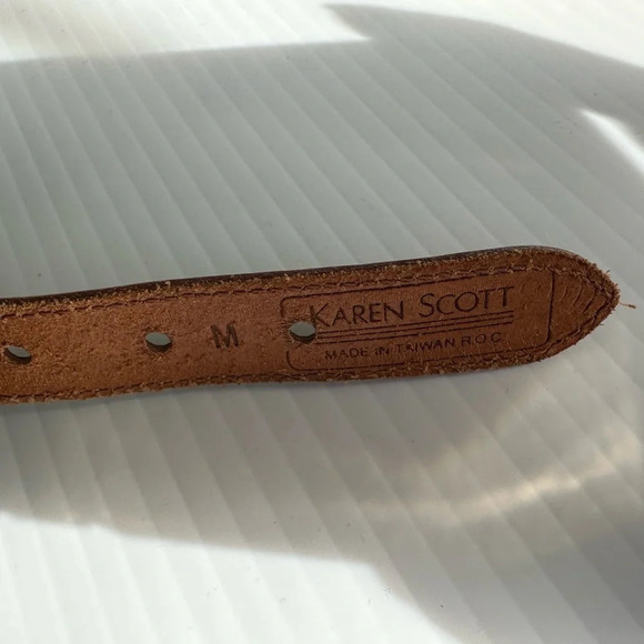 Karen Scott Canvas Leather Belt Size Medium Navy Brown - Picture 6 of 6